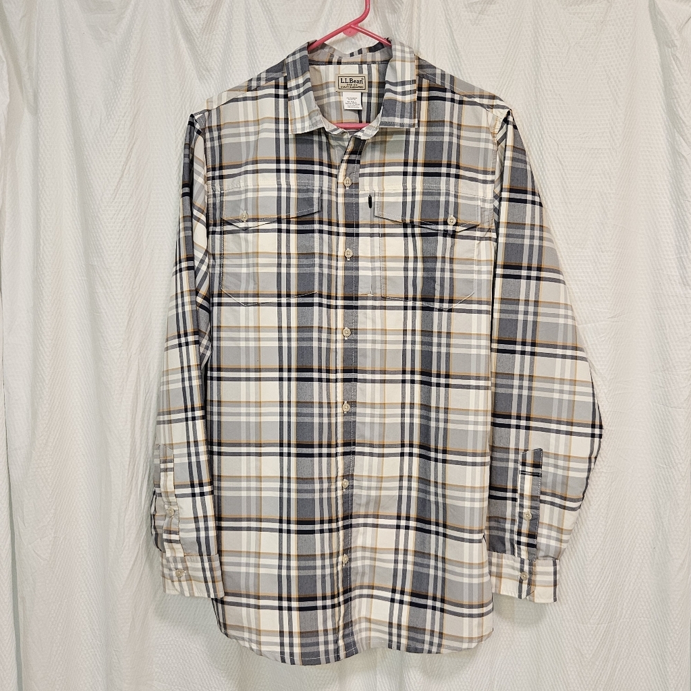 L.L. Bean Men's Plaid Long Sleeve Shirt M Tall